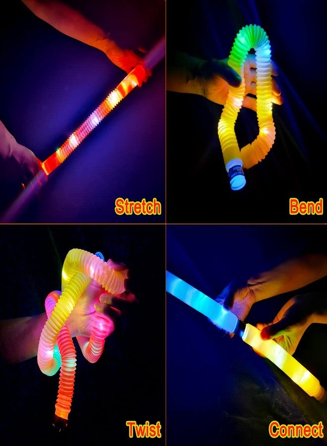 OceanWings 24PC Lights up Pop Tube Set for Kids Adults,Valentine's Day Glow Sticks Stretchy Tube Fidget Toys for Classroom Prizes Birthday Concert Glow in the Dark Party Supplies Favor for Boy Girl - Image 3